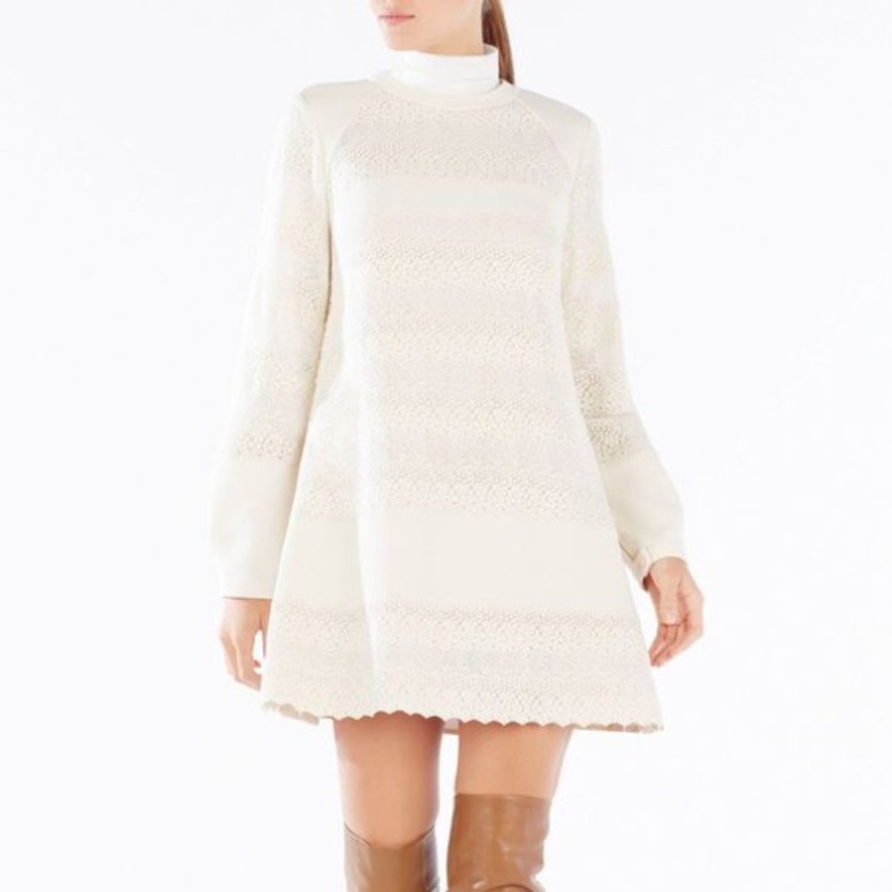 BCBGMaxAzria Cream Long Sleeve Dress
